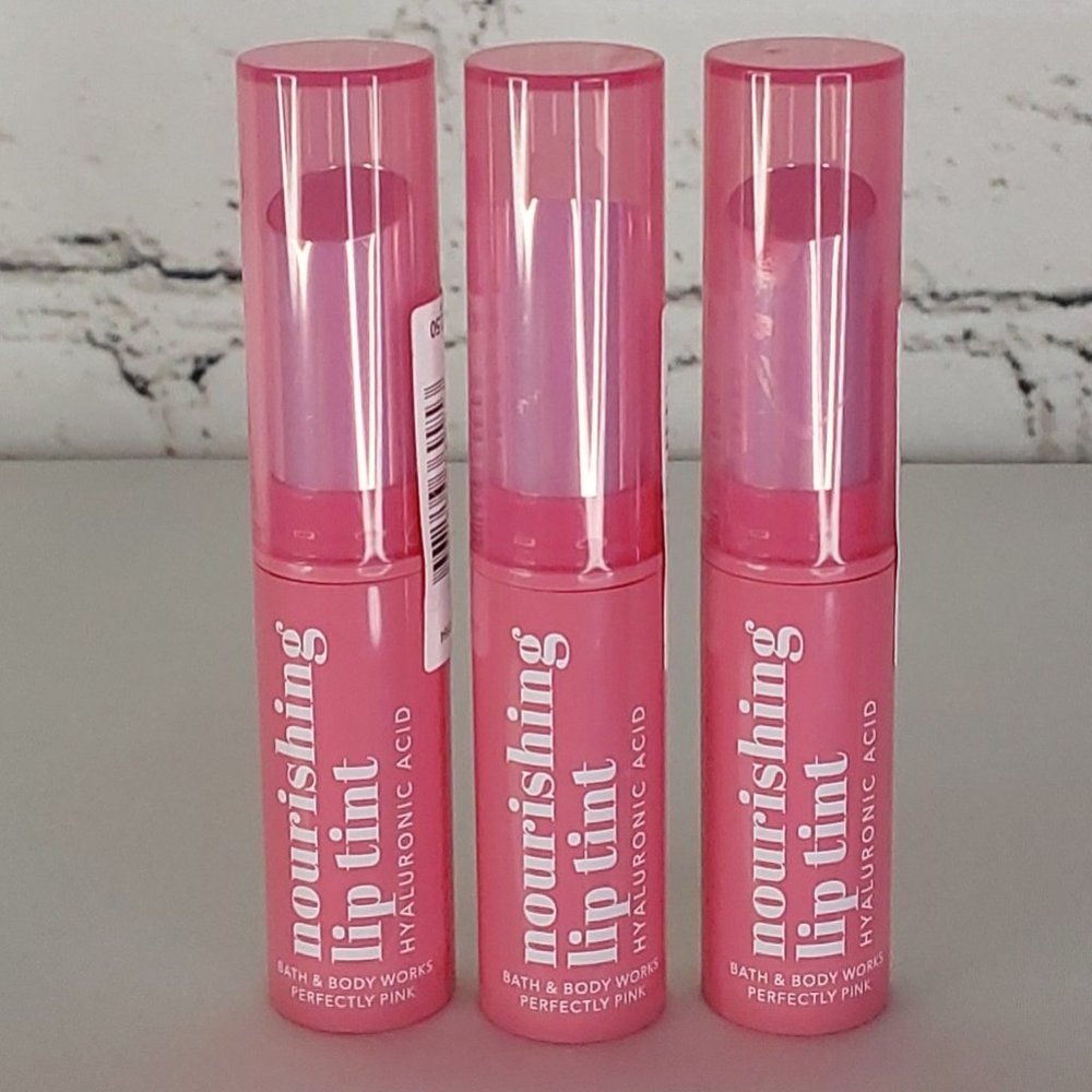BATH & BODY WORKS 'PERFECTLY~PINK' NOURISHING LIP TINT 3-PIECE SET - Picture 14 of 14